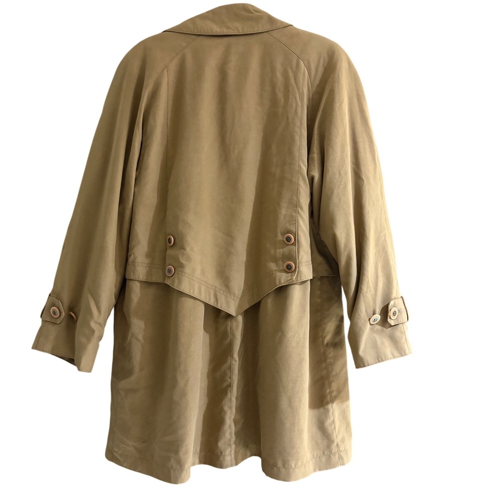 Gallery Trench Coat Removable Hood Classic Rain Coat Button Front Size 12 Medium - Picture 2 of 16